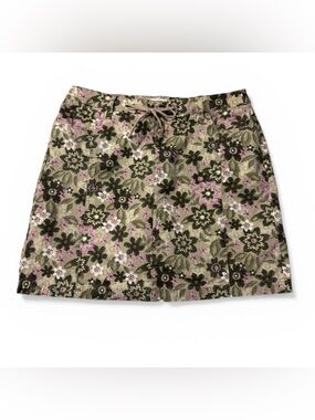 Christopher & Banks Olive and Pink/Purple Floral Skort